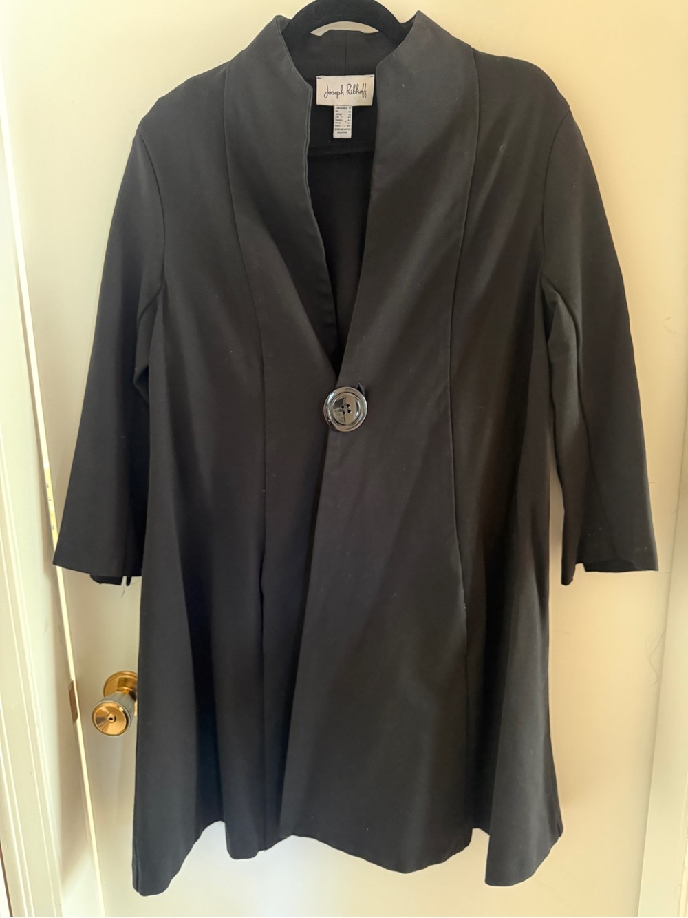 Joseph Ribkoff Black A-Line Swing Jacket Size 12 Statement Button